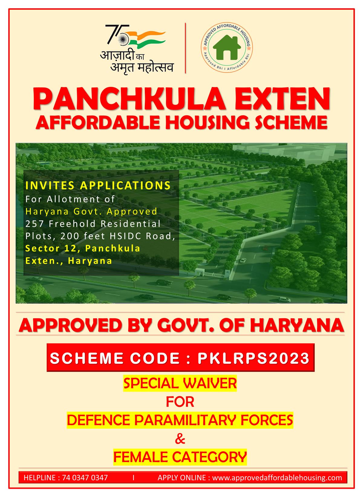 PANCHKULA EXTEN AFFORDABLE HOUSING SCHEME I APPROVED RESIDENTIAL PLOTS